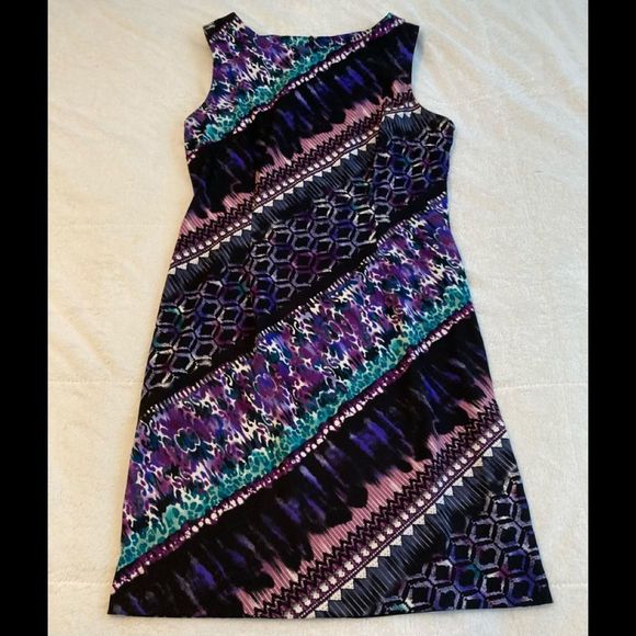 Connected Apparel Purple and Teal Midi Dress - Picture 3 of 9